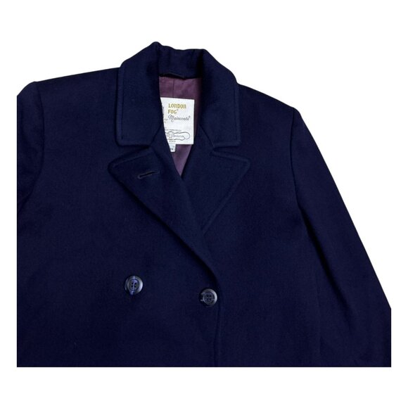 LONDON FOG Maincoats Vintage Retro Blue Business Winter Pea Coat Womens 6 Petite - Picture 6 of 7